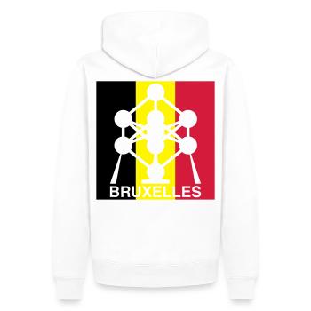 Atomium Brussels – Belgian Flag Square Design - Men’s Premium Organic Hoodie - white - Back - Nico (187cm)