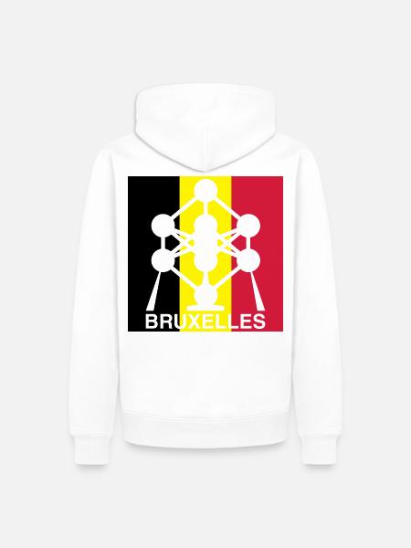 Atomium Brussels – Belgian Flag Square Design - Men’s Premium Organic Hoodie - white