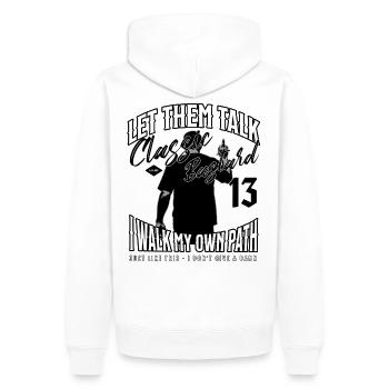 Motards – Let Them Talk – Biker Design - Sweat à capuche Premium bio Homme - blanc - Dos - Nico (187cm)