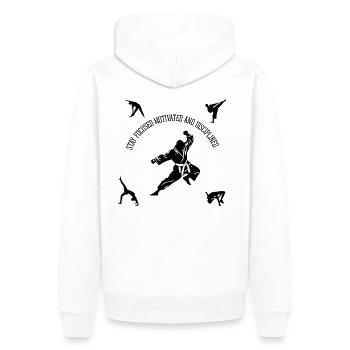 Fitness Combat - Sweat à capuche Premium bio Homme - blanc - Dos - Nico (187cm)