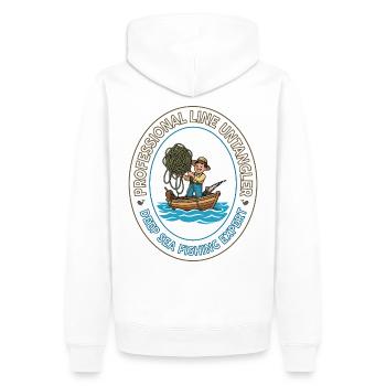 Deep Sea Fishing Expert Emblem - Men’s Premium Organic Hoodie - white - Back - Nico (187cm)