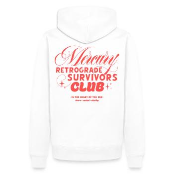 Mercury Retrograde Survivors Club - Men’s Premium Organic Hoodie - white - Back - Nico (187cm)