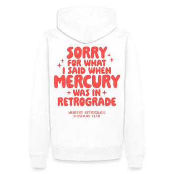 Mercury Retrograde Spruch Design - Männer Premium Bio Hoodie - Weiß - Hinten - Nico (187cm)
