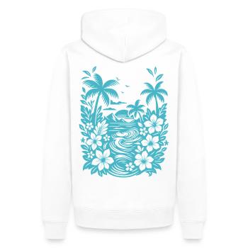 Beach Tropische Lagune Silhouette - Männer Premium Bio Hoodie - Weiß - Hinten - Nico (187cm)