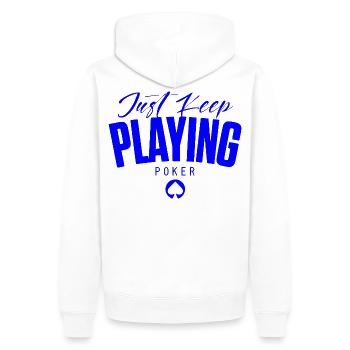 POKER -keep playing poker - luxurious design - Men’s Premium Organic Hoodie - white - Back - Nico (187cm)