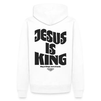 Jesus Is King Christlich Bibelvers Glaube - Männer Premium Bio Hoodie - Weiß - Hinten - Nico (187cm)