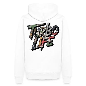 Motif camouflage Turbo Life pour fans de JDM Men Boys - Sweat à capuche Premium bio Homme - blanc - Dos - Nico (187cm)