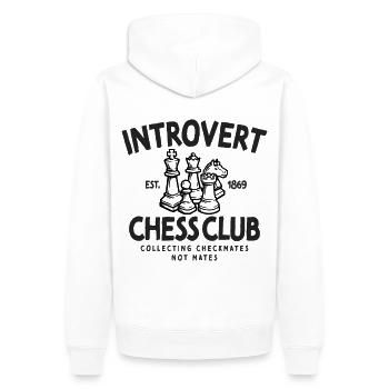 Introvert Chess Club Schach Matt Strategie - Männer Premium Bio Hoodie - Weiß - Hinten - Nico (187cm)
