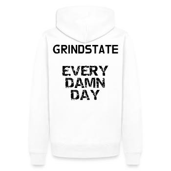 GRINDSTATE - Sweat à capuche Premium bio Homme - blanc - Dos - Nico (187cm)