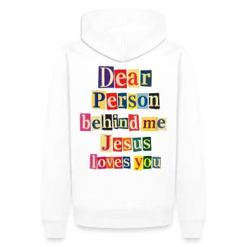 Jesus loves you positive message - Men’s Premium Organic Hoodie - white - Back - Nico (187cm)