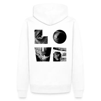 Schwarz-Weißes Hundemosaik - Männer Premium Bio Hoodie - Weiß - Hinten - Nico (187cm)
