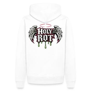 Holy Riot Angel Wings Streetwear Rückenprint - Männer Premium Bio Hoodie - Weiß - Hinten - Nico (187cm)