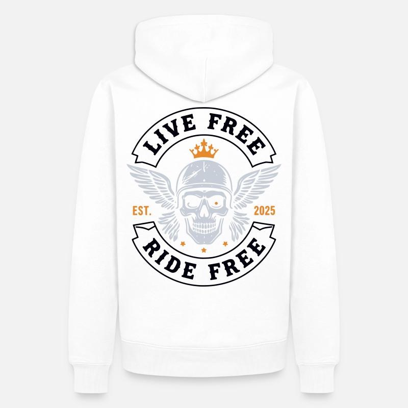 Vie gratuite gratuite – Skull Biker - Sweat à capuche Premium bio Homme - blanc