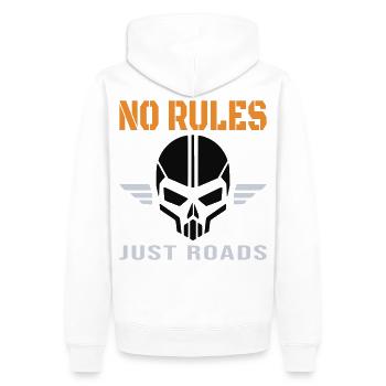 Pas de règles, juste les routes – Biker Skull Streetwear - Sweat à capuche Premium bio Homme - blanc - Dos - Nico (187cm)