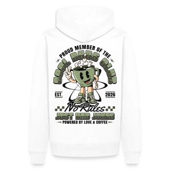 Club des papas cool - Cadeau pour futurs papas 2026 - Sweat à capuche Premium bio Homme - blanc - Dos - Nico (187cm)