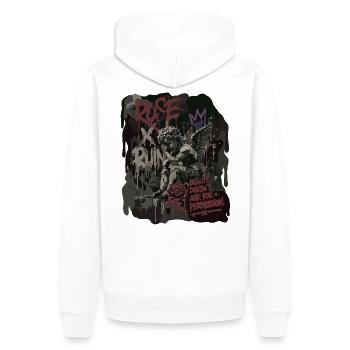 Rose x Ruin - Saint Brisé - Sweat à capuche Premium bio Homme - blanc - Dos - Nico (187cm)