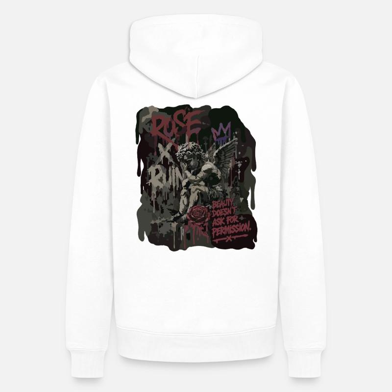 Rose x Ruin - Saint Brisé - Sweat à capuche Premium bio Homme - blanc