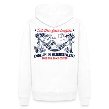 Endlich in Altersteilzeit - Retro Kaffee - Männer Premium Bio Hoodie - Weiß - Hinten - Nico (187cm)