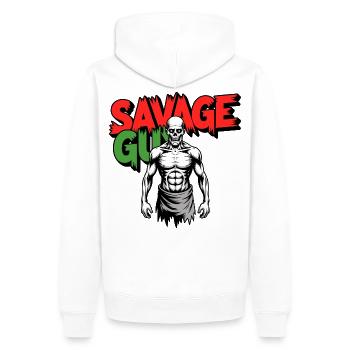 Pouvoir de l’Arène du Crâne - Sweat à capuche Premium bio Homme - blanc - Dos - Nico (187cm)