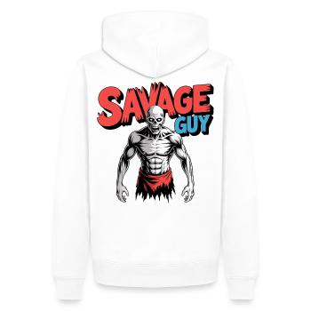 Pouvoir de l’Arène du Crâne - Sweat à capuche Premium bio Homme - blanc - Dos - Nico (187cm)