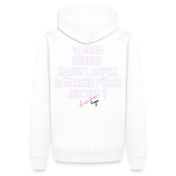 Warum Nasen Laufen, Füße Riechen - Männer Premium Bio Hoodie - Weiß - Hinten - Nico (187cm)