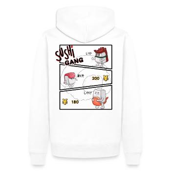 Sushi Gang Comicfiguren - Männer Premium Bio Hoodie - Weiß - Hinten - Nico (187cm)
