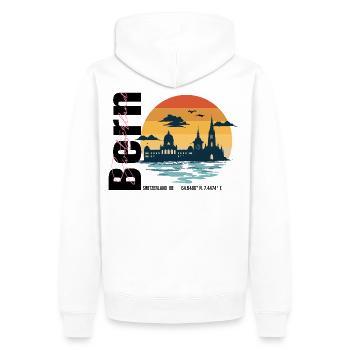 Bern Skyline Vintage Sunset - Männer Premium Bio Hoodie - Weiß - Hinten - Nico (187cm)