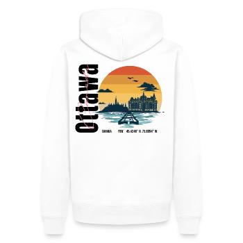 Design vintage de la capitale canadienne - Sweat à capuche Premium bio Homme - blanc - Dos - Nico (187cm)