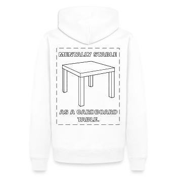 MENTALEMENT STABLE COMME UNE TABLE EN CARTON - noir - Sweat à capuche Premium bio Homme - blanc - Dos - Nico (187cm)