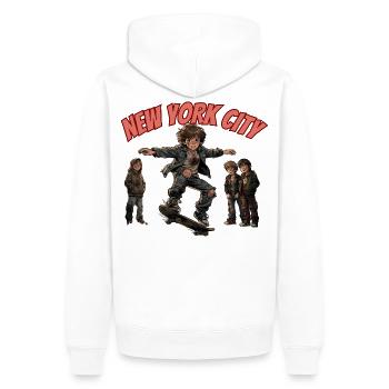 SAUT À NEW YORK - Sweat à capuche Premium bio Homme - blanc - Dos - Nico (187cm)