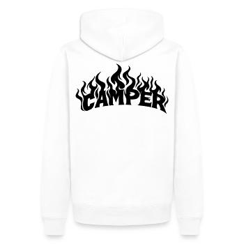 Camper Flammen - Männer Premium Bio Hoodie - Weiß - Hinten - Nico (187cm)