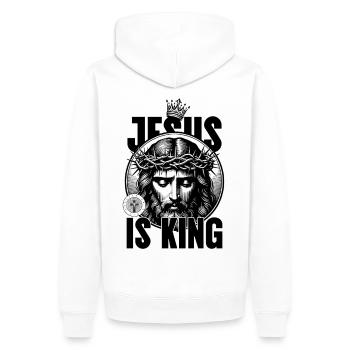 Jésus est Roi Couronne d’Épines - Sweat à capuche Premium bio Homme - blanc - Dos - Nico (187cm)