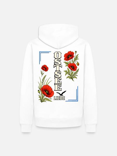 Ostsee Liebe mit Mohnblumen – Küstenmotiv - Männer Premium Bio Hoodie - Weiß