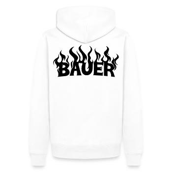 Bauer 2 - Männer Premium Bio Hoodie - Weiß - Hinten - Nico (187cm)