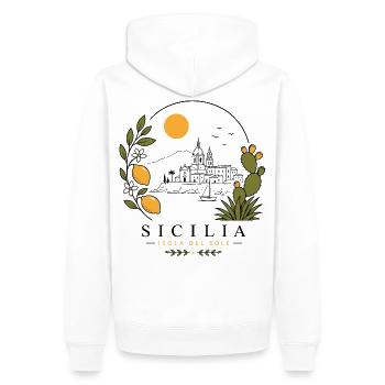 Sizilien Küstenidylle - Männer Premium Bio Hoodie - Weiß - Hinten - Nico (187cm)