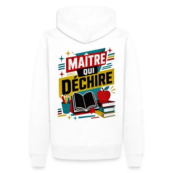 maitre qui dechire  - Sweat à capuche Premium bio Homme - blanc - Dos - Nico (187cm)
