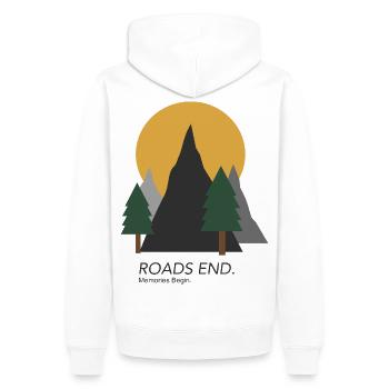 Fin des routes - Sweat à capuche Premium bio Homme - blanc - Dos - Nico (187cm)