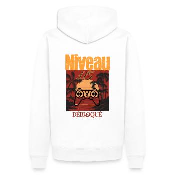 18-jähriges Level freigeschaltet – Gamer-Geschenk - Männer Premium Bio Hoodie - Weiß - Hinten - Nico (187cm)