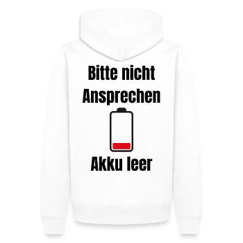 Niedrige Batterie Silhouette - Männer Premium Bio Hoodie - Weiß - Hinten - Nico (187cm)