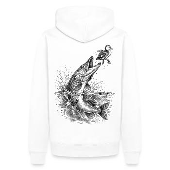 Pike Surface Hunt 2 | Classic Collection - Men’s Premium Organic Hoodie - white - Back - Nico (187cm)