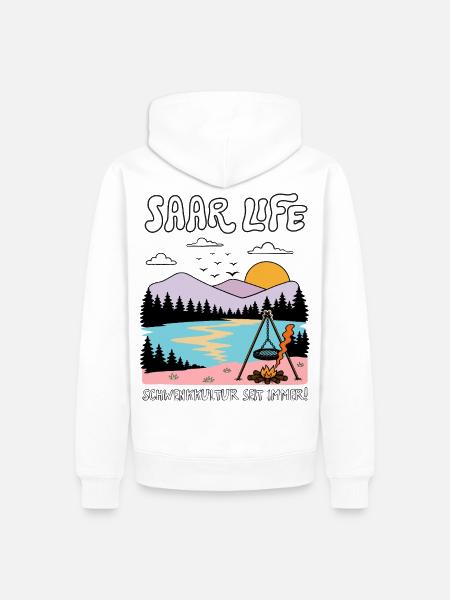 Saarland, Schwenker, Echt Saarländisch - Männer Premium Bio Hoodie - Weiß