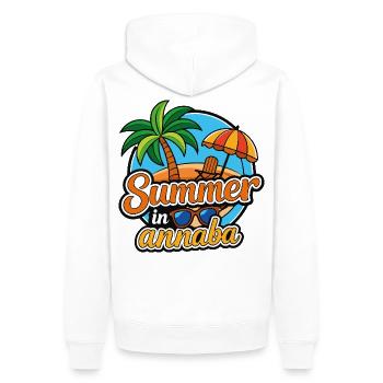 Été à Annaba: Palmiers et Plage - Sweat à capuche Premium bio Homme - blanc - Dos - Nico (187cm)