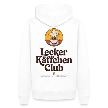 Coffee Delicious, Coffee Club, Espresso Cafe, Barista - Sweat à capuche Premium bio Homme - blanc - Dos - Nico (187cm)