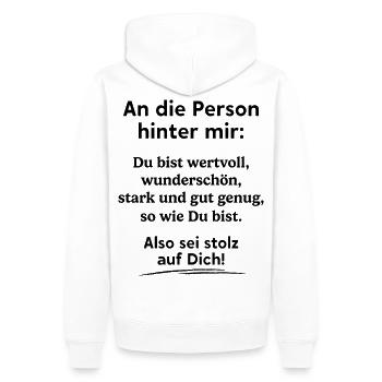 An Die Person Hinter Mir - Männer Premium Bio Hoodie - Weiß - Hinten - Nico (187cm)