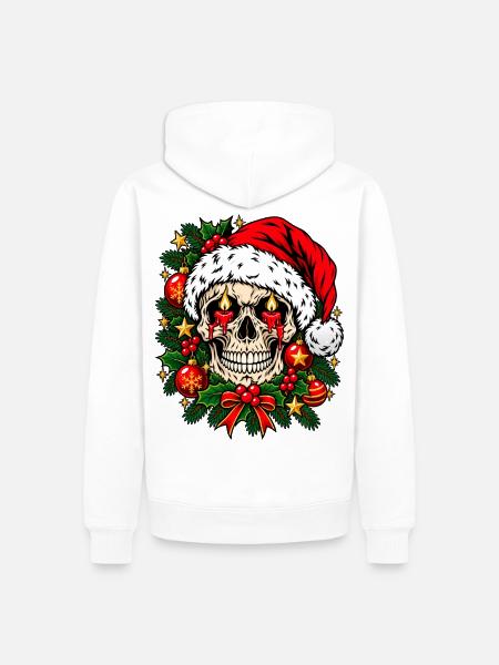 Christmas Skull - Männer Premium Bio Hoodie - Weiß