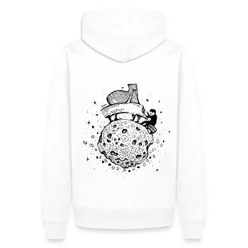 Pianist – Musikalischer Asteroid - Männer Premium Bio Hoodie - Weiß - Hinten - Nico (187cm)