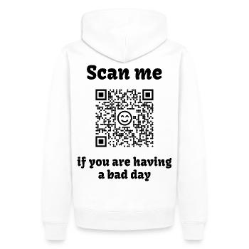 QR-Code mit liebevoller Botschaft - Männer Premium Bio Hoodie - Weiß - Hinten - Nico (187cm)