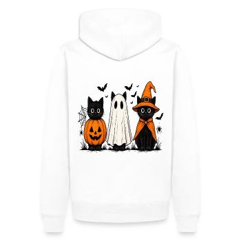 Drei Schrecklich Süße Katzen Halloween - Männer Premium Bio Hoodie - Weiß - Hinten - Nico (187cm)