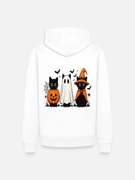 Drei Schrecklich Süße Katzen Halloween - Männer Premium Bio Hoodie - Weiß