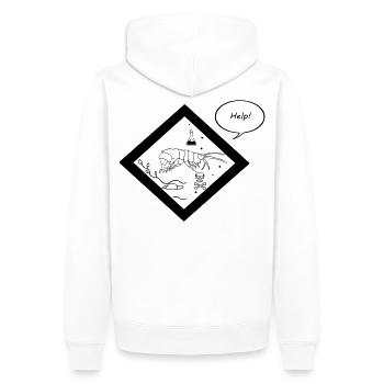 Krustentier-Labor Schwarz-Weiß schreit um Hilfe - Männer Premium Bio Hoodie - Weiß - Hinten - Nico (187cm)